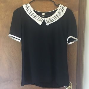 Black blouse with Peter Pan collar